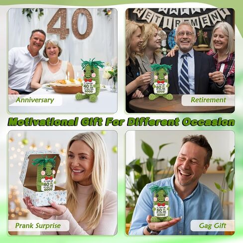 Crochet Pickle Doll for 40th 50th 60th Birthday Gifts Funny Cucumber Toy with Cheerful Card for Men Women Pickle Lovers (60th Birthday) in Saudi Arabia