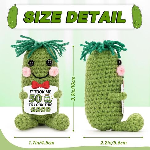 Crochet Pickle Doll for 40th 50th 60th Birthday Gifts Funny Cucumber Toy with Cheerful Card for Men Women Pickle Lovers (60th Birthday) in Saudi Arabia
