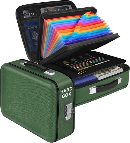 Fireproof Document Box, Hard Shell Fireproof Box, Document Organizer with Lock, Fireproof Water Resistant box, Portable Documents Safe Box for Important Document Certificates, Laptop, Passports,Silver in Saudi Arabia