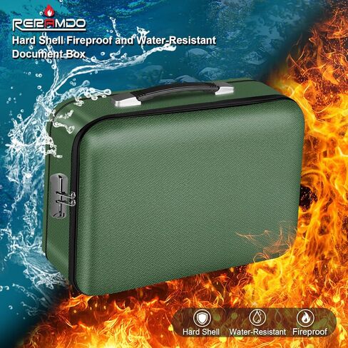 Fireproof Document Box, Hard Shell Fireproof Box, Document Organizer with Lock, Fireproof Water Resistant box, Portable Documents Safe Box for Important Document Certificates, Laptop, Passports,Silver in Saudi Arabia