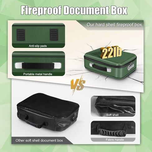 Fireproof Document Box, Hard Shell Fireproof Box, Document Organizer with Lock, Fireproof Water Resistant box, Portable Documents Safe Box for Important Document Certificates, Laptop, Passports,Silver in Saudi Arabia