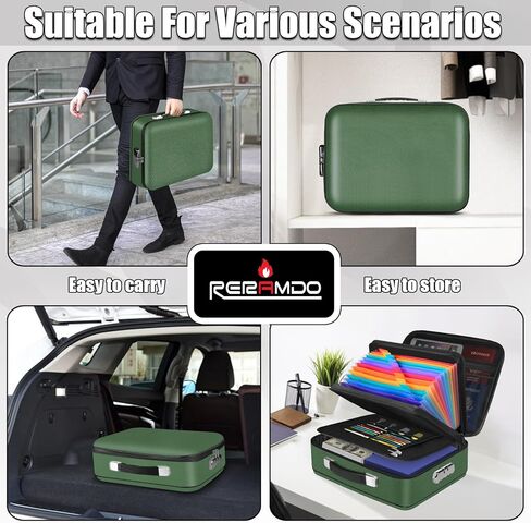 Fireproof Document Box, Hard Shell Fireproof Box, Document Organizer with Lock, Fireproof Water Resistant box, Portable Documents Safe Box for Important Document Certificates, Laptop, Passports,Silver in Saudi Arabia