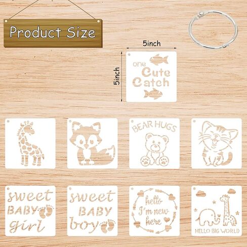 30 Pcs Baby Shower Stencils for Onesie Decorating Kit-Reusable 5 Inch Cute Phrase and Small Animal Kids Stencils for Painting on Boys Girls Bibs Shirt Bodysuit Baby Clothes in Saudi Arabia