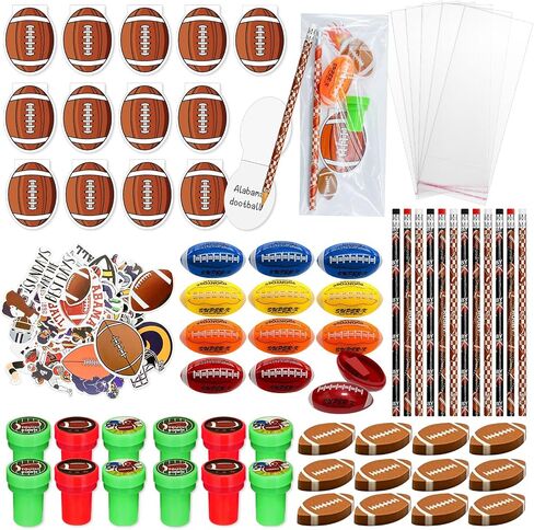 122 Pcs Sports Party Favors Bulk,Goodie Bags Stuffers,Sports Pencil Sharpener Erasers Sticky Note Stamps,Class Prize Game Team Pinata Treat Bags Gift,Ball Birthday Party Supplies for Boys in Saudi Arabia