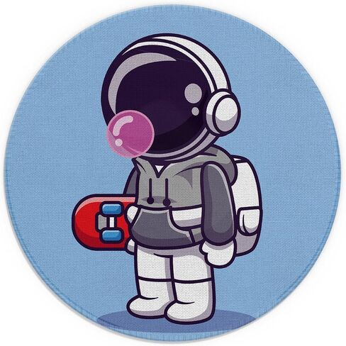 Mouse Pad，Cute Astronaut with dogastronaut Cartoon Style Funny Round Mousepad，Small Non-Slip Rubber Gaming Pads，Office Dorm Computer Laptop Mouse pad 7.9 x 7.9 Inch，Astronaut Enthusiast Gift in Saudi Arabia