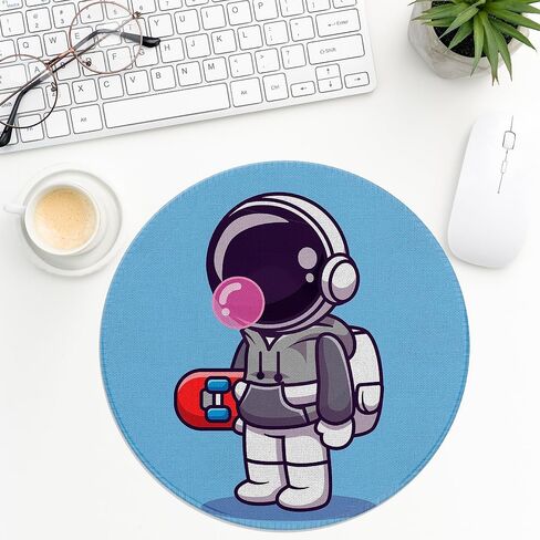Mouse Pad，Cute Astronaut with dogastronaut Cartoon Style Funny Round Mousepad，Small Non-Slip Rubber Gaming Pads，Office Dorm Computer Laptop Mouse pad 7.9 x 7.9 Inch，Astronaut Enthusiast Gift in Saudi Arabia