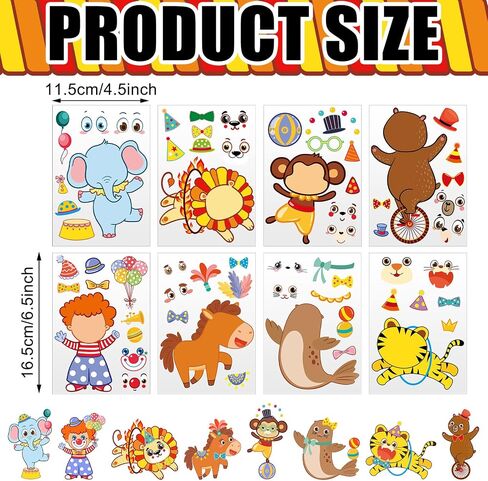 48 Pieces Make a Face Animal Stickers Make Your Own Princess Car Stickers Zoo Farm Themed Fun Princess Stickers for Kids Party Favors, Rewards, Art Craft with 8 Designs (Occupation Post) in Saudi Arabia