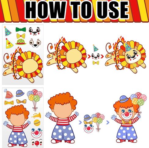 48 Pieces Make a Face Animal Stickers Make Your Own Princess Car Stickers Zoo Farm Themed Fun Princess Stickers for Kids Party Favors, Rewards, Art Craft with 8 Designs (Occupation Post) in Saudi Arabia