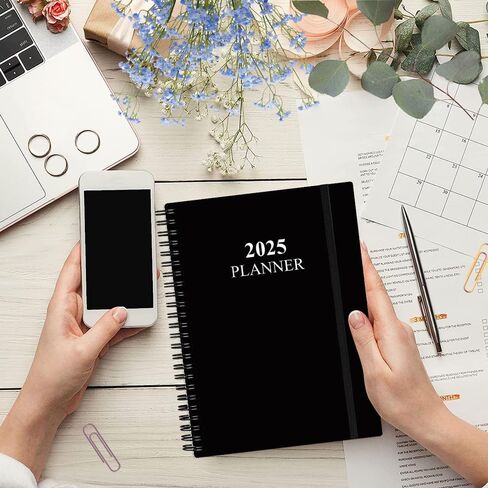 2025 Planner - Weekly & Monthly Planner from January 2025 - December 2025, Planner 2025 with Flexible Cover, Tabs, Inner Pocket, 6.4" x 8.5", Black in Saudi Arabia