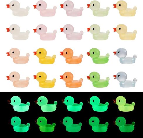50Pcs Mini Resin Duck Beads Luminous Large Hole Beads Glow in Dark Duck Beads Lovely Duck Animal European Loose Bead for Bracelet Necklace Jewelry Making in Kuwait