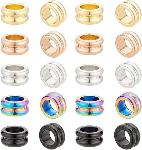 UNICRAFTALE 30Pcs 5 Colors Paracord Bead Stainless Steel Grooved Beads Column Lanyard Spacer Beads 8x4mm Beads 5mm Large Hole Beads Metal Bracelet Beads for Earring Bracelet Jewelry Making in Saudi Arabia