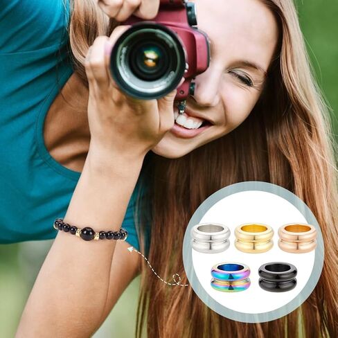 UNICRAFTALE 30Pcs 5 Colors Paracord Bead Stainless Steel Grooved Beads Column Lanyard Spacer Beads 8x4mm Beads 5mm Large Hole Beads Metal Bracelet Beads for Earring Bracelet Jewelry Making in Saudi Arabia