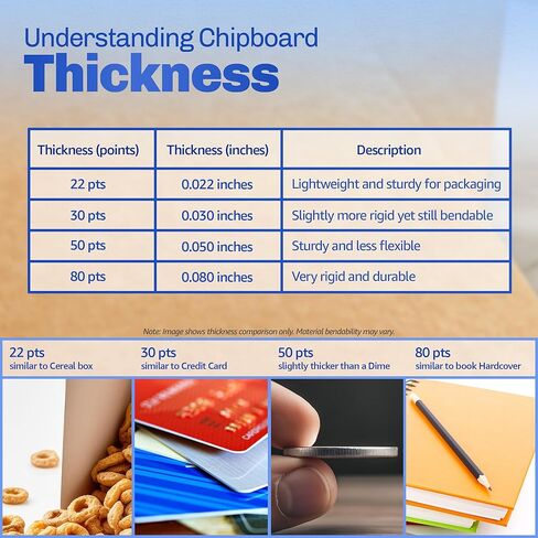 Chipboard, Chip Board, Book Board, Chipboard Sheets 8.5 X 11, Backing Board, Paperboard, Cardboard Sheets, Book Binding Board, 100 Thin Chipboard Sheets (22Point) in Saudi Arabia