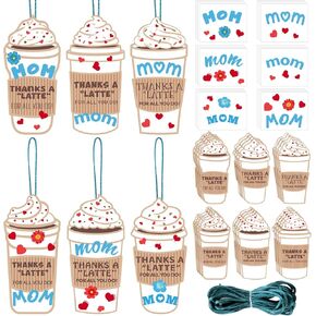 Engrowtic 24 Sets Mother's Day Craft for Kids Mom Thanks a Latte Sign Craft Kit Make Your Own Mother's Day Craft for Kids Mother's Day Gift Classroom Game Party Favor Fun Activities