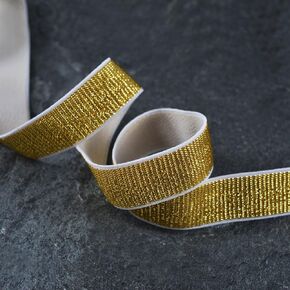 Trim 4-Yards 20mm (3/4'') Metallic Elastic Stretch Ribbon, Elastic Band, TR-11639 (Silver/White)