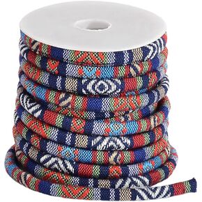 10 Yards Navy Ethnic Cord Friendship Bracelets String Rope Blue Bohemia Tribal Braided Round Polyester Fabric Strings for Jewelry Making European Necklaces Bracelets Beading Diy Craft Supply