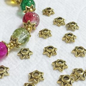 Beading Station 50pcs Antique Gold Star Shape Metal Bead Caps 6mm ~Jewelry Making~