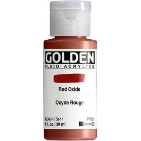Fluid Acrylics by GOLDEN, Red Oxide, 1 fl. oz. Bottle, Professional Acrylic Paint, Opaque