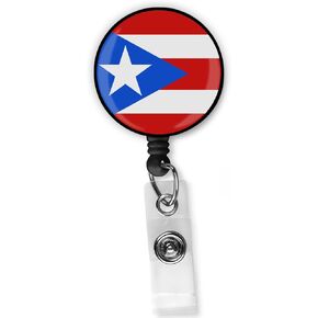 Puerto Rico Flag Badge Clip - Support Puerto Rican Holder ID Reel Clip for Lanyards Name ID Card