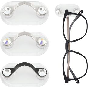 3 Pcs Magnetic Eyeglasses Holder- ID & Name Badge Holder w/Magnet Pin Reading Glasses Holder with Crystal Decor Name tag Safety Eye Glasses Brooch for Men and Women(Silver+Black)