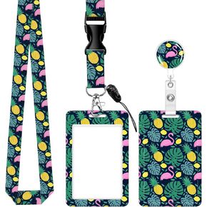 Badge Reels Retractable with Carabiner Reel Clip, ID Name Tag Work Badge Holder Belt Ferrule, Identity ID Badge Holder Cover Case for Office Work Nurse Teacher Student Gifts(Cute Flower)