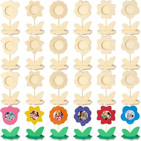 24 Pcs Mother's Day Crafts for Kids Mother's Day Picture Frames Craft DIY Wooden Flowers Frames Set Mother's Day Wooden Flowers Crafts with 6 Styles Mother's Day Crafts for Kids Classroom