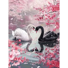 VAIIEYO 5D DIY Diamond Art Kits for Adults Swan, Diamond Painting Animal Bird, Paint by Numbers Full Drill Round Rhinestone Craft Canvas for Home Wall Decor Gift 12x16 inch-8
