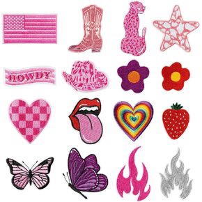16 PCS Boho Sun Iron on Patches First Rohen on the Sun Sele on Reply Desproidique Retro Bortro Bohemian Hippie Aealboy Mated Sunrise DIY Gifts for clothing backpack hat