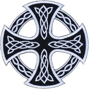 Celtic Cross Embroidered Iron On Patch Applique Irish British Symbol Sign Celtic Knot