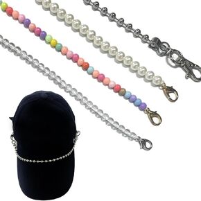 4 Pcs Trucket Hat Chains Bill Decoration Pearl/Beads/Metal/Crystal Chains for Mesh Baseball Cap Accessories