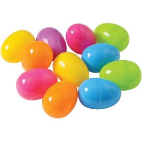 Fillable Easter Eggs - 12 Plastic Eggs for Candy, Toys, etc. Assorted Colors, 2.5"