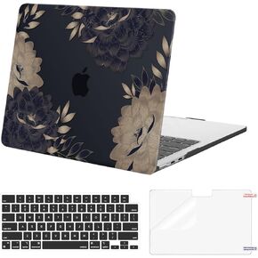 MOSISO Compatible with MacBook Air 13 inch Case 2025 2024 2023 2022 M4 A3240 M3 A3113 M2 A2681, Plastic Dahlia Flower Hard Shell&Keyboard Cover&Screen Protector for MacBook Air 13.6 inch Case, Black