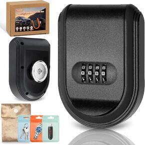 Magnetic Key Holder with Combination Lock Hidden Under Car, Hide Key Lock Box with Strong Magnet for Storage Key Indoors, Outdoors, Hider A Key Outside(Black)