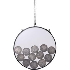 NCYP Glass Coin Holder for Display Morgan Silver Dollar Coin - Wall Hanging Coin Organizer - Round 8" Glass Floating Frame - Home Decor, Black (Glass Frame Only)