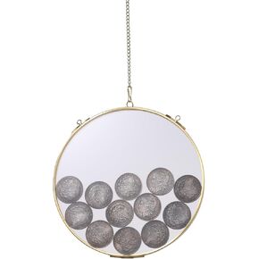 NCYP Glass Coin Holder لعرض عملة Morgan Silver Dollar - منظم العملة المعلقة على الحائط - جولة 8 "إطار عائم الزجاج - ديكور المنزل ، الأسود (الإطار الزجاجي فقط)