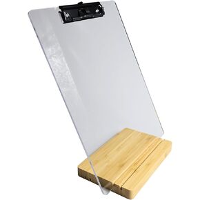 Clipboard with Stand,Clear Acrylic Freestanding Clipboard with Pen Holder,Sign Holder,Document Typing Paper Stand,Menu Display Board,Receipt Holder (8.5"×11")