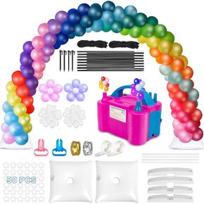 Balloon Arch Kit and Pump, 9Ft Tall & 10Ft Wide Adjustable Balloon Arch Holder Stand with Base, Water bag, Balloon Clips, Knotter for Wedding Graduation Birthday Party Supplies Decoration