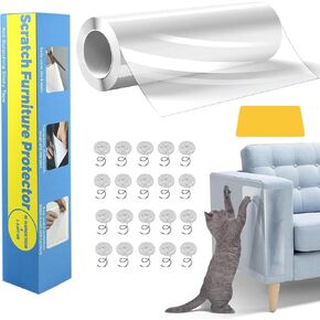 Cat Scratch Furniture Protector,11.8"x196" Single-Sided Sticky Couch Protector from Cat Claws Cat Furniture Protector, Flexible Furniture Protectors from Cats Scratching Cat Couch Protector