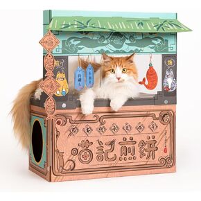 Cat Beds for Indoor Cats, Cardboard Cat House with Scratchers, Pancake Shop, Large Sturdy Cat Furniture Condo Cave Tent, Easy to Assemble Pet Toys Accessories Stuffs, Bunny Small Animals