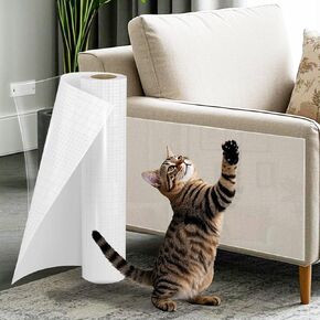 Thicken Vinyl Anti Cat Scratch Furniture Protector，165’’ X 12.4’’ Cat Scratch Deterrent for Furniture, Single Side Couch Protector for Sofa, Couch, Carpet, Door and Chair