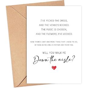 Will You Walk Me Down The Aisle - Proposal Note Card - No One I'd Rather Ask Poem - Gift From Bride 1