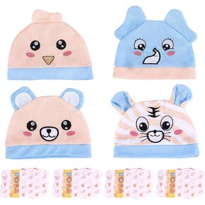 Babeside 8 PCS Reborn Baby Doll Hats مع Doll Doll حفاضات محددة لـ 17-22 بوصة Babydolls ، وملابس دمى الأطفال للحيوان