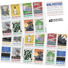 WPA Posters Book of 20 Forever Postage Stamp Work Projects Administration (1 Book of 20 Stamps) Scott5189b