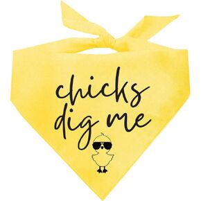 Chicks Dig Me Easter Dog Bandana (701 Yellow, One Size)