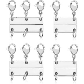 Magnetic Necklace Clasp, Multi Necklace Separator for Layering Shiny Fashionable Necklace Layering Clasp for Stackable Necklaces and Chains for Necklace Layered Look (Silver)