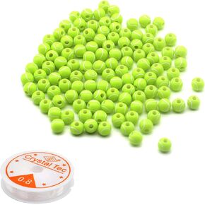 120 Pieces Tennis Ball Beads Acrylic Sports Beads with Big Hole and 1 Roll Elastic String for Bracelets Necklaces Earrings Hair Ties Keychains Craft Making, Clear