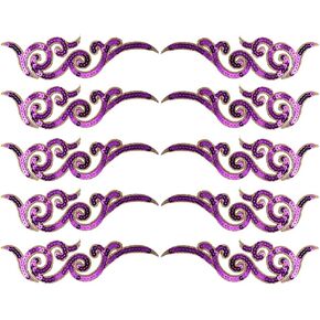 5 Pair of Embroidery Sequin Applique Sewing Flower Fabric Collar Patch Motif Wedding Bags Dress Pillow Sewing Accessories Embellishment (Green)