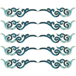 5 Pair of Embroidery Sequin Applique Sewing Flower Fabric Collar Patch Motif Wedding Bags Dress Pillow Sewing Accessories Embellishment (Green) in Kuwait