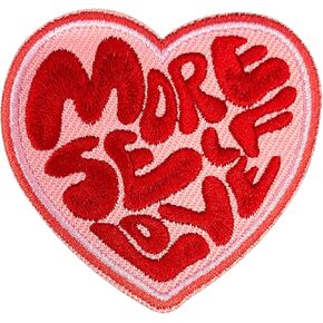 More Self Love Embroidery Patches for Clothes Backpacks Hats Jeans Bags, Heart Self Love Size 3" Iron On Patch or Sew On Patches, Motivational Applique Embroidery Patches, Gift for Girls