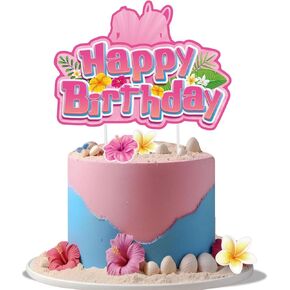 Pink Stich Cartoon Cake Toppers for Girls, Stich Birthday Cake Topper Cartoon Themed Party Decorations for Boys Kids Birthday or Baby Shower Supplies